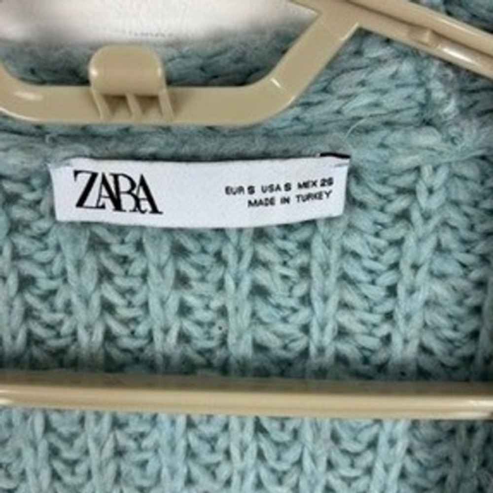ZARA Blue Jewel Button Chunky Slouchy Cardigan Cropped Small oversized cropped - Picture 6 of 10